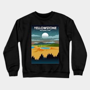 Yellowstone National Park Night Sky Stars Travel Poster Crewneck Sweatshirt